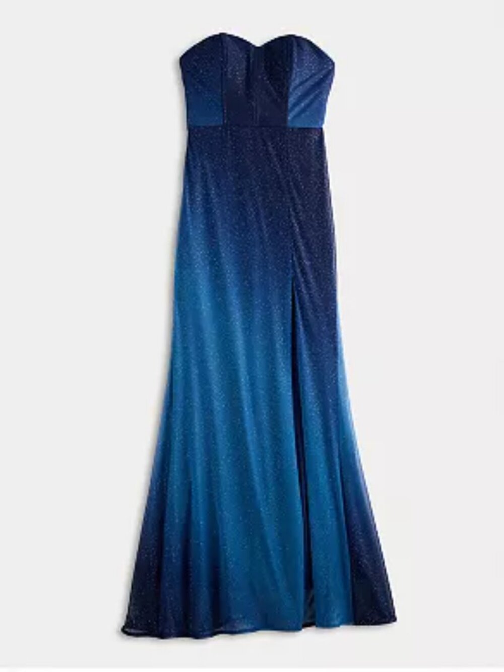 Violet Weekend Strapless Ombre Glitter Gown, Navy Blue, Size: 13-14